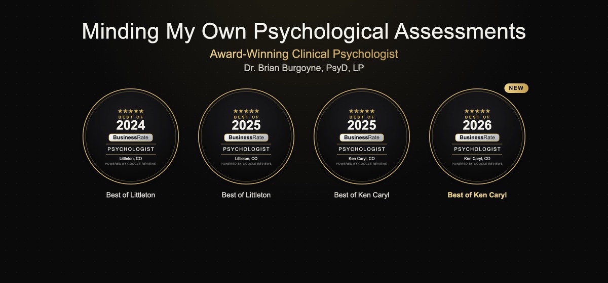 Best of Littleton and Best of Ken Caryl awards for Clinical Psychologist, 2024 through 2026, by BusinessRate based on Google reviews